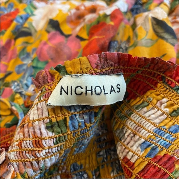 Nicholas Floral Printed Tiered Ruffle Smocked Prairie Sleeveless Midi Dress 16 - Picture 10 of 13